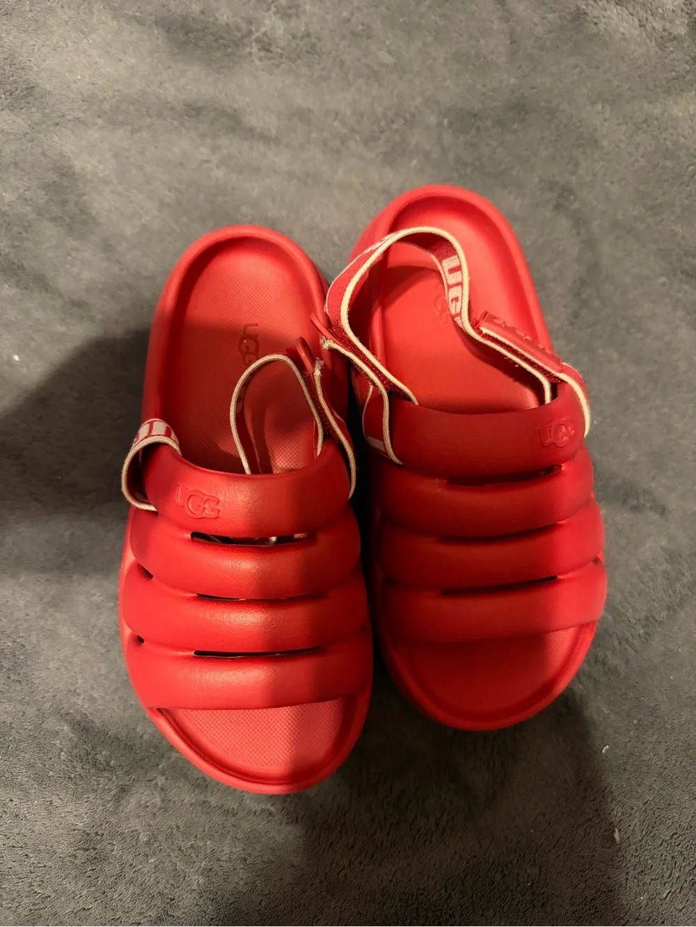 UGG Kids Red Puffer Slide Sandals